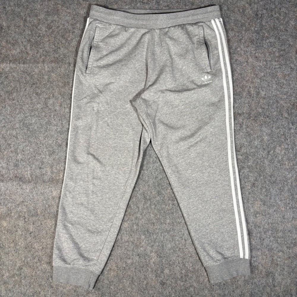 Adidas Joggers Mens 2XL Gray Originals 3-Stripe Trefoil Track Pants M931818‎